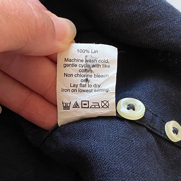 J.Crew Mens Slim Fit 100% Linen Camp Shirt SIze S Navy Short Sleeve Button-Down - Picture 8 of 10